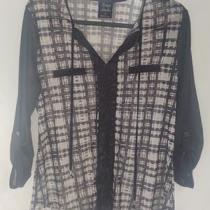 Sheer Black & White  Blouse